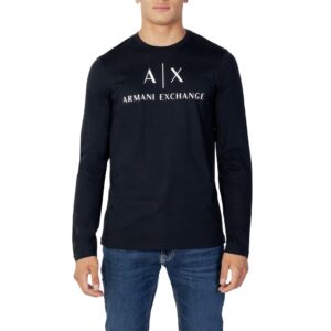 Blue Cotton Long Sleeve T-Shirt designed by Armani Exchange
