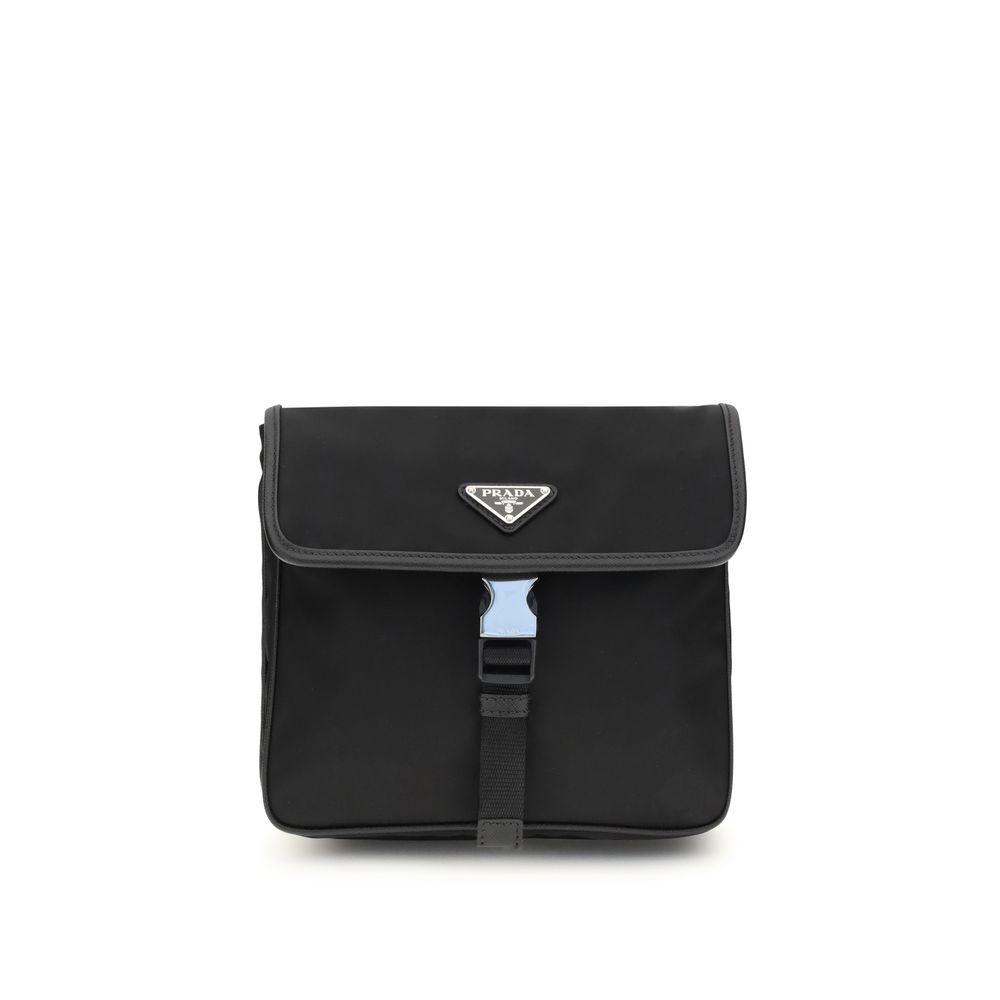 Chic Black Recycled Polyamide Shoulder Bag designed by Prada