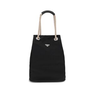 Stylish Black Logo Polyamide Shoulder Bag designed by Prada