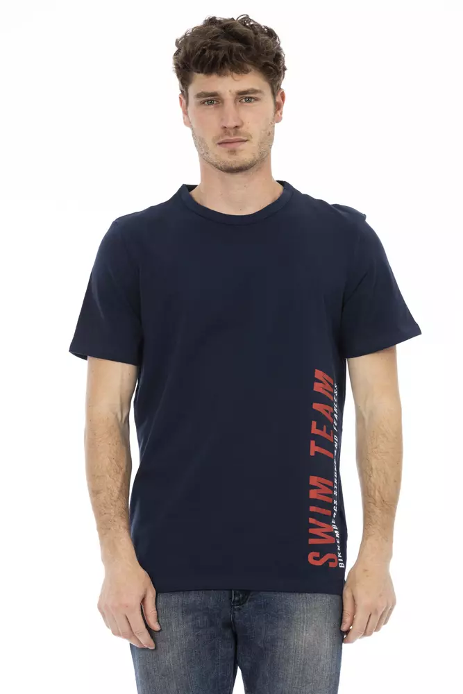 Blue Cotton Men T-Shirt
