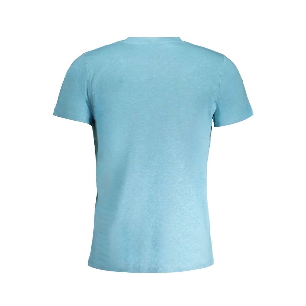 Light Blue Cotton Men T-Shirt - Image 2