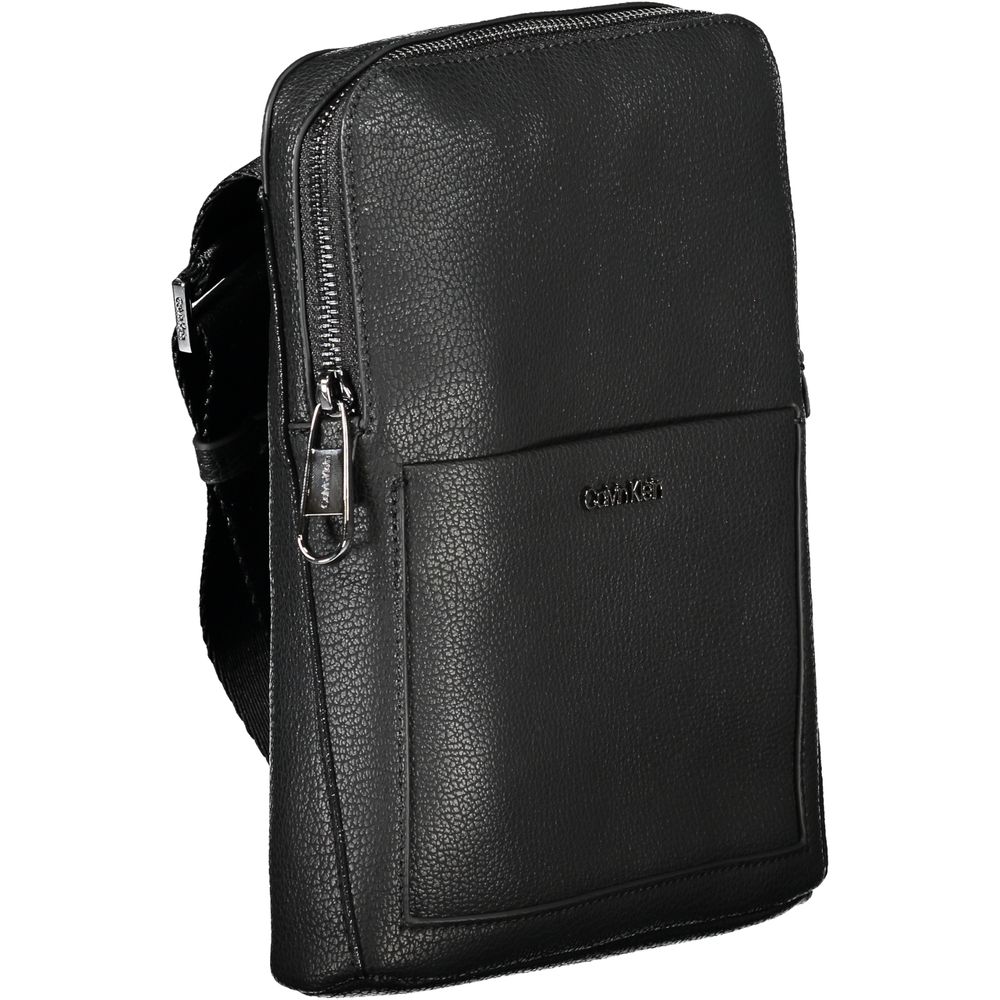 Black Polyurethane Men's Shoulder Bag - Image 3