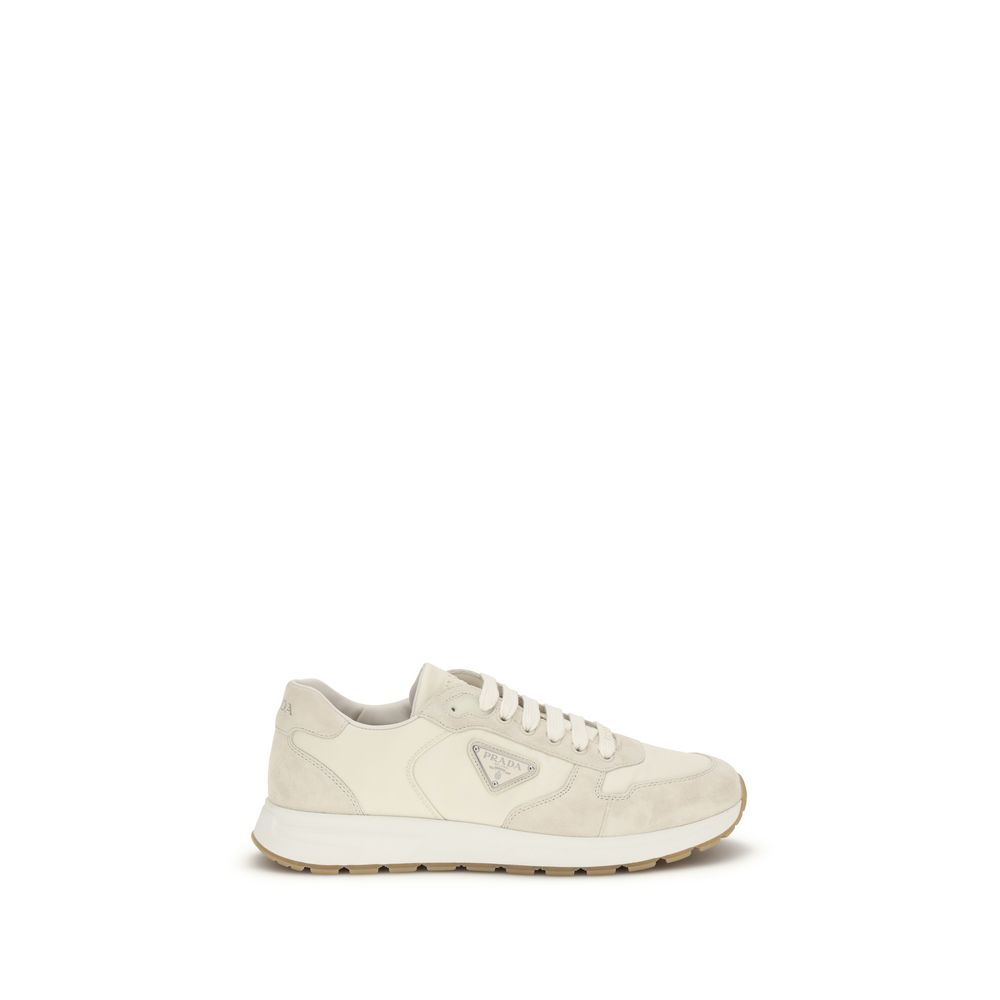 Chic Beige Nylon Low Top Sneakers designed by Prada
