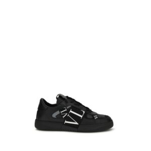 Elegant Black Leather Low Top Sneakers by Valentino Garavani
