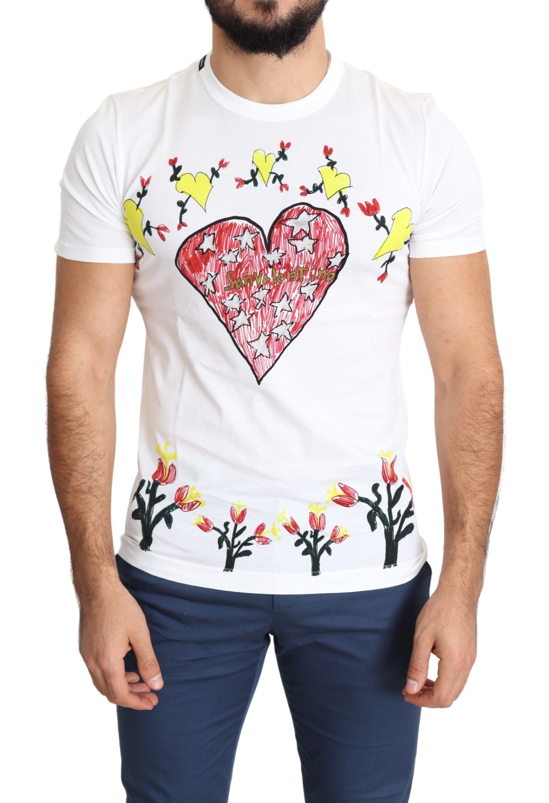 White Saint Valentine Print Cotton T-Shirt by Dolce&Gabbana