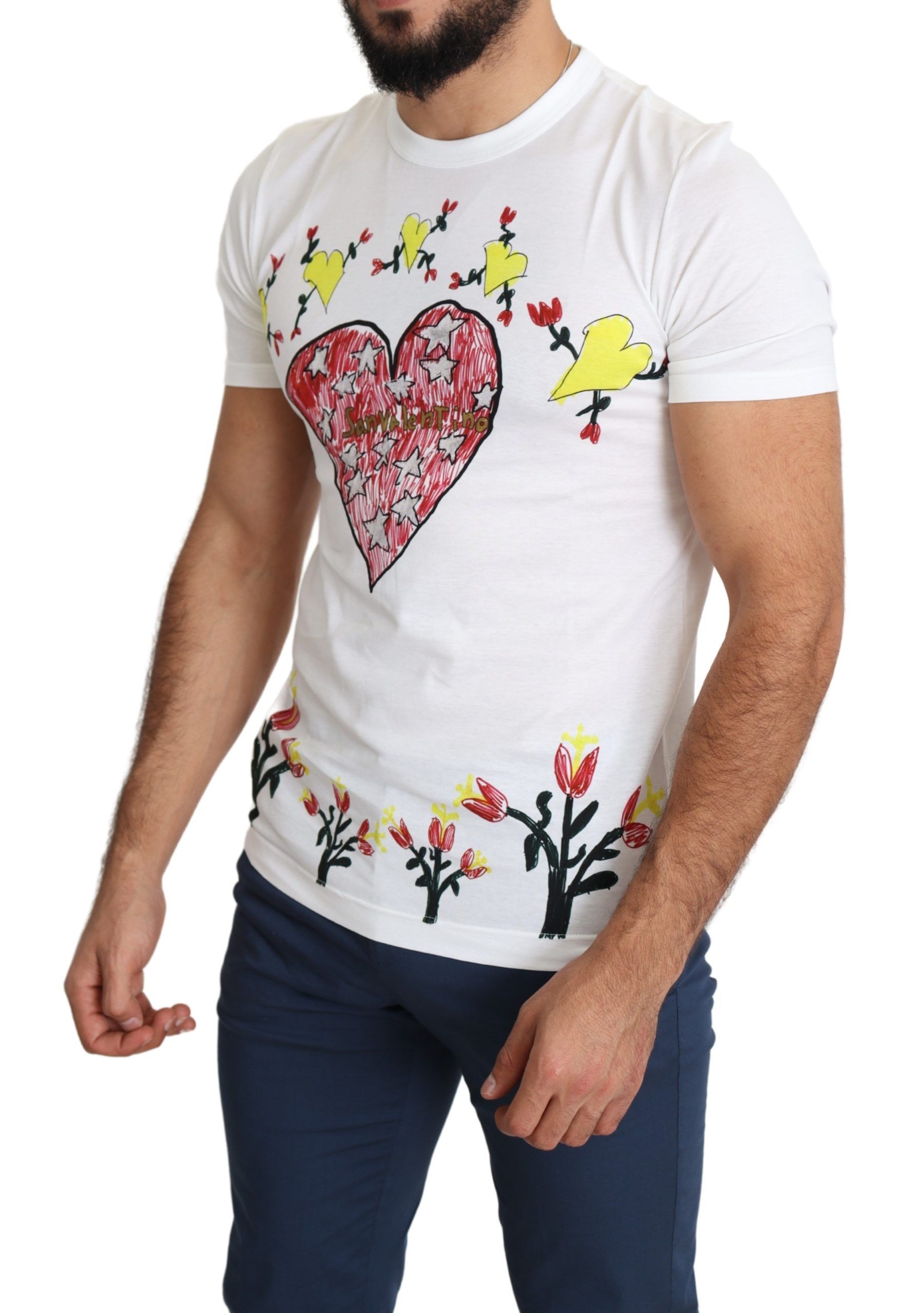 White Saint Valentine Print Cotton T-Shirt by Dolce&Gabbana - Image 2