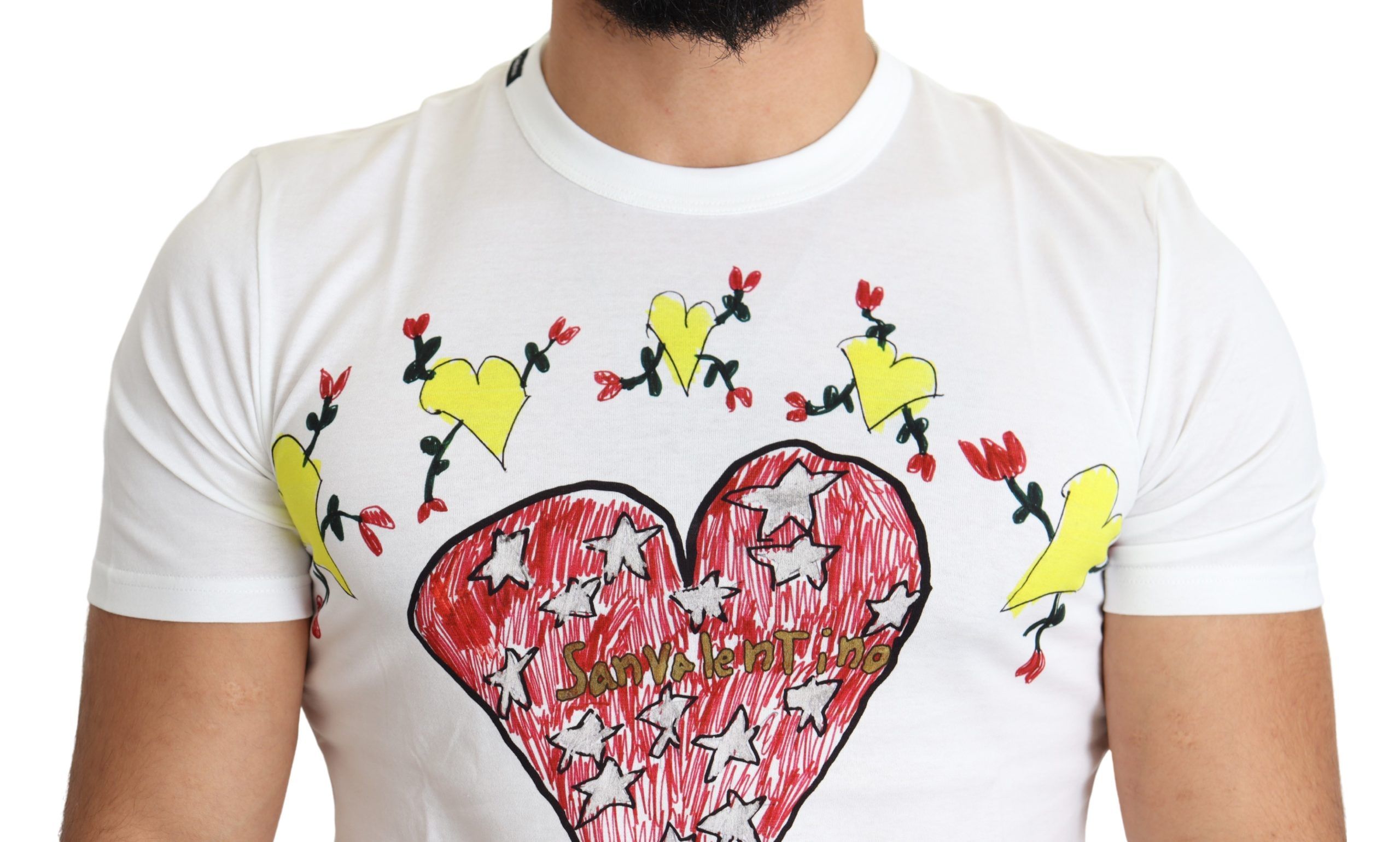 White Saint Valentine Print Cotton T-Shirt by Dolce&Gabbana - Image 4