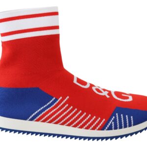 Blue Red Sorrento Logo Socks Sneakers by Dolce&Gabbana
