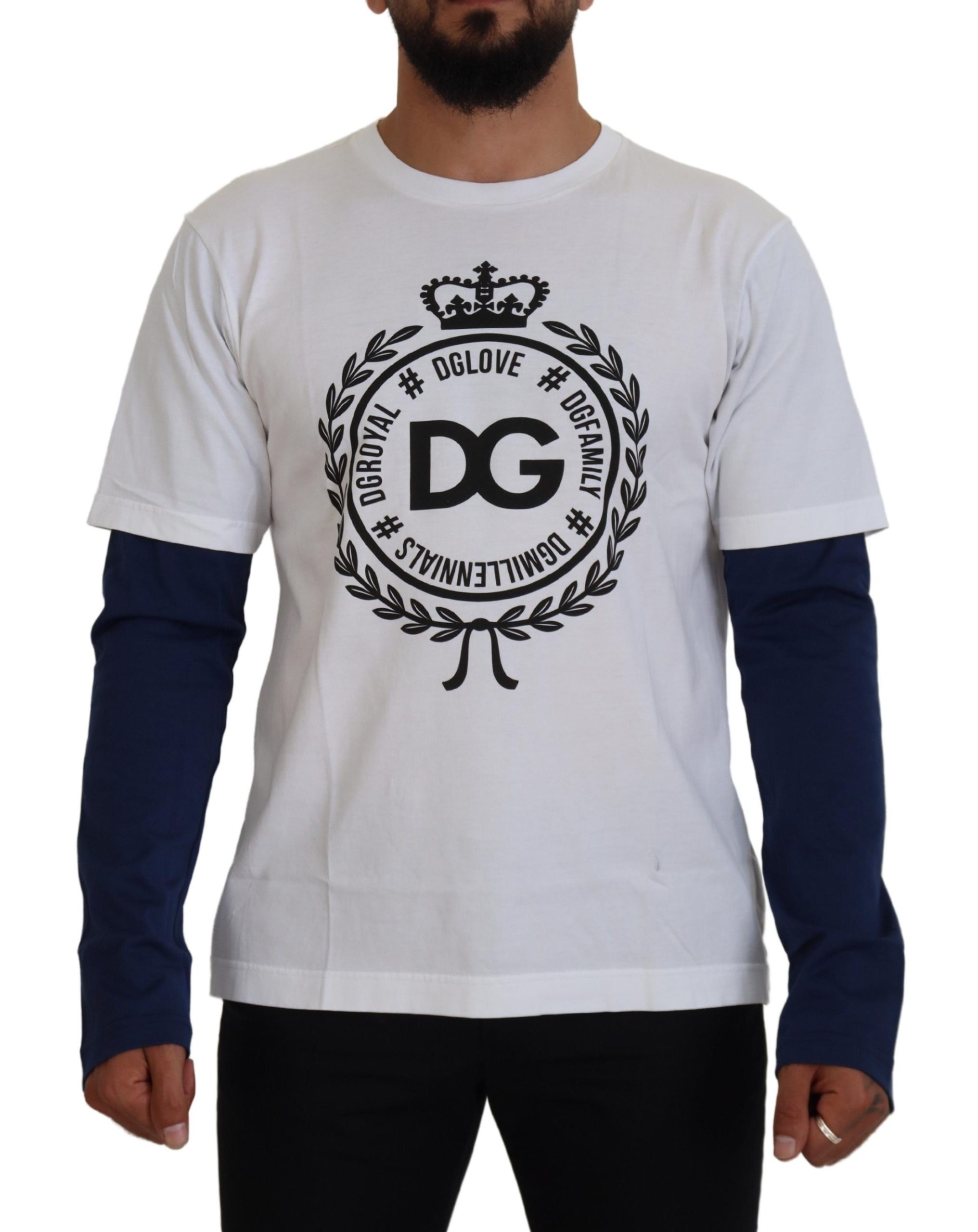 White Blue DG Crown Sweater designed by Dolce&Gabbana