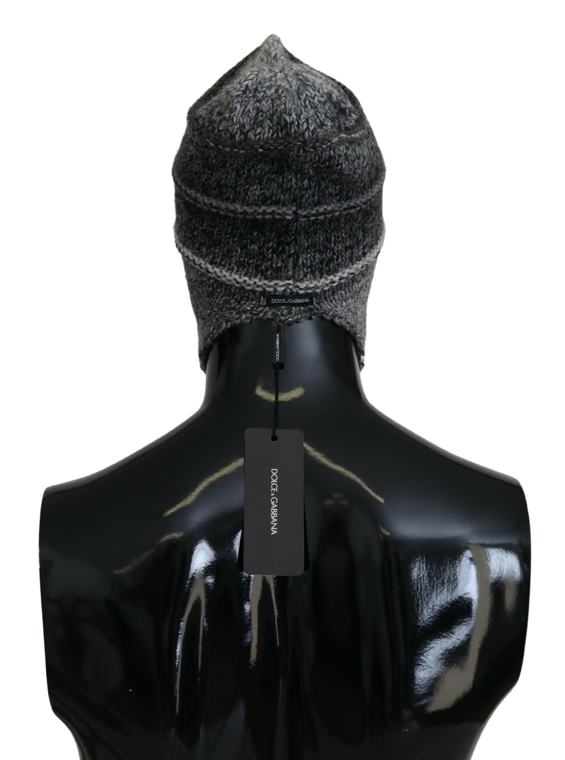 Gray Fleece Ear Flaps Knit Beanie designed by Dolce&Gabbana - Image 3