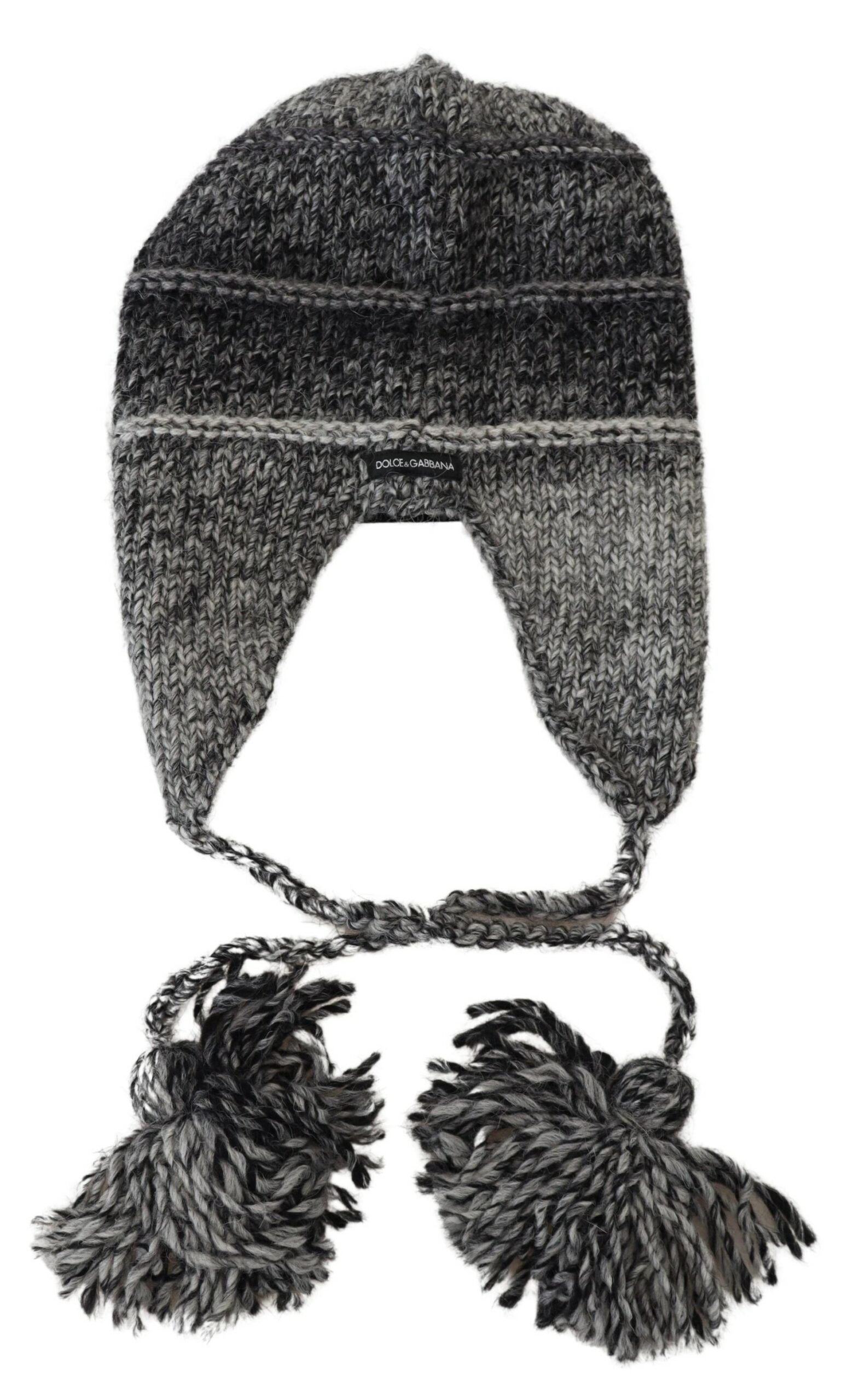 Gray Fleece Ear Flaps Knit Beanie designed by Dolce&Gabbana - Image 6