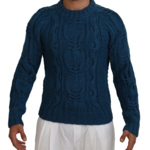 Blue Knitted Wool Alpaca Sweater designed by Dolce&Gabbana