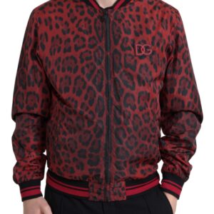 Red Leopard Bomber Short Jacket designed by Dolce&Gabbana