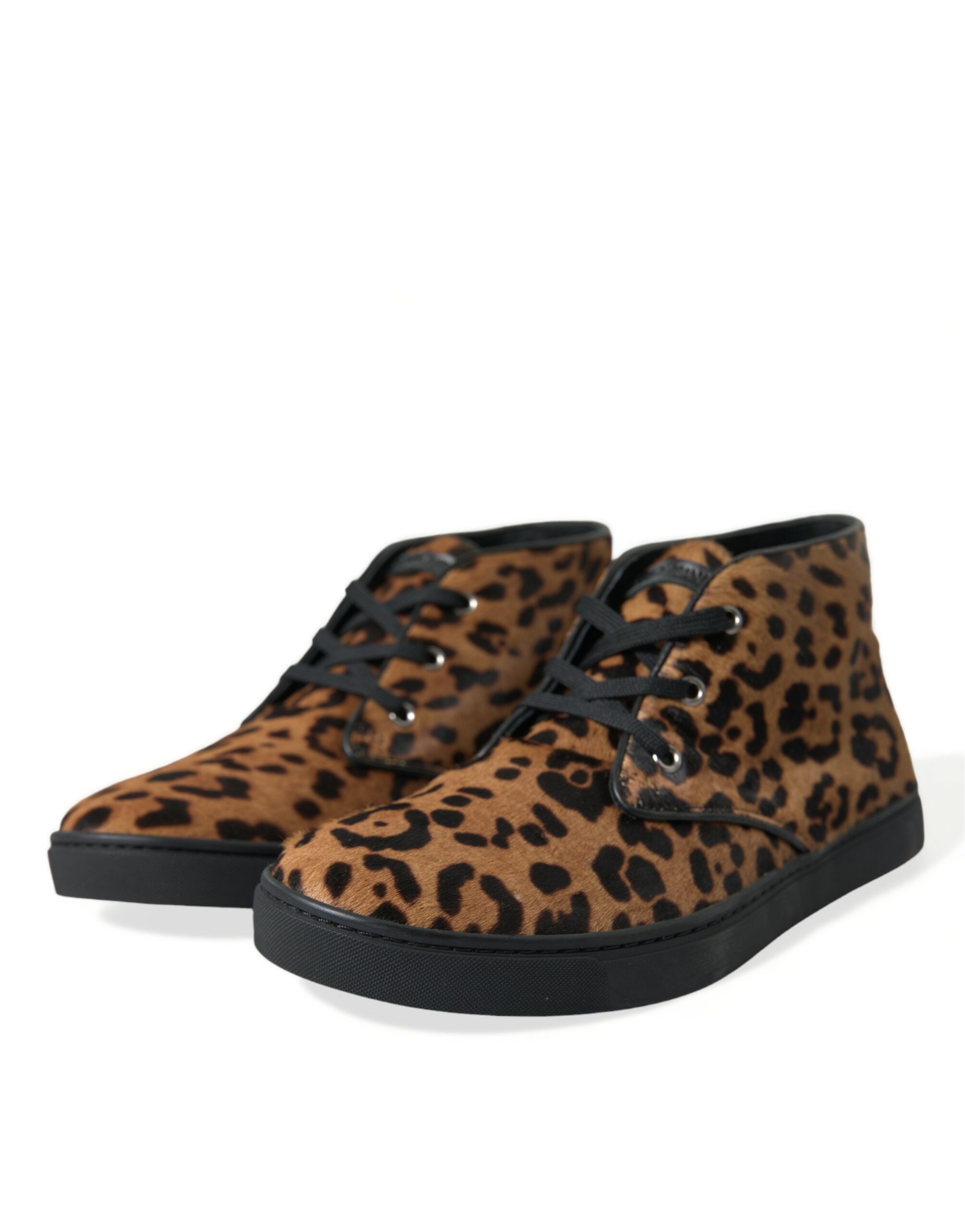 Brown Leopard Leather Sneakers designed by Dolce&Gabbana - Image 3