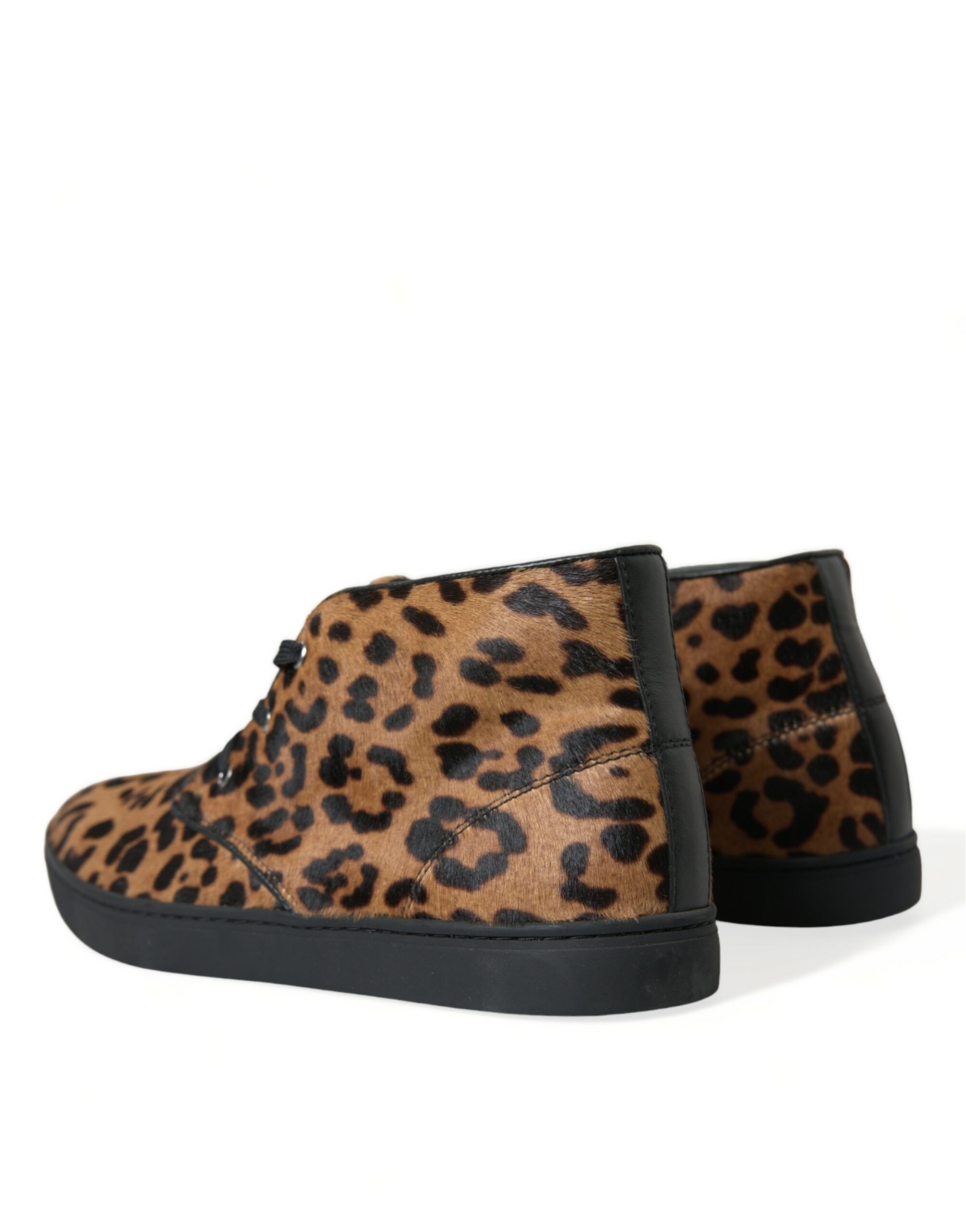 Brown Leopard Leather Sneakers designed by Dolce&Gabbana - Image 4