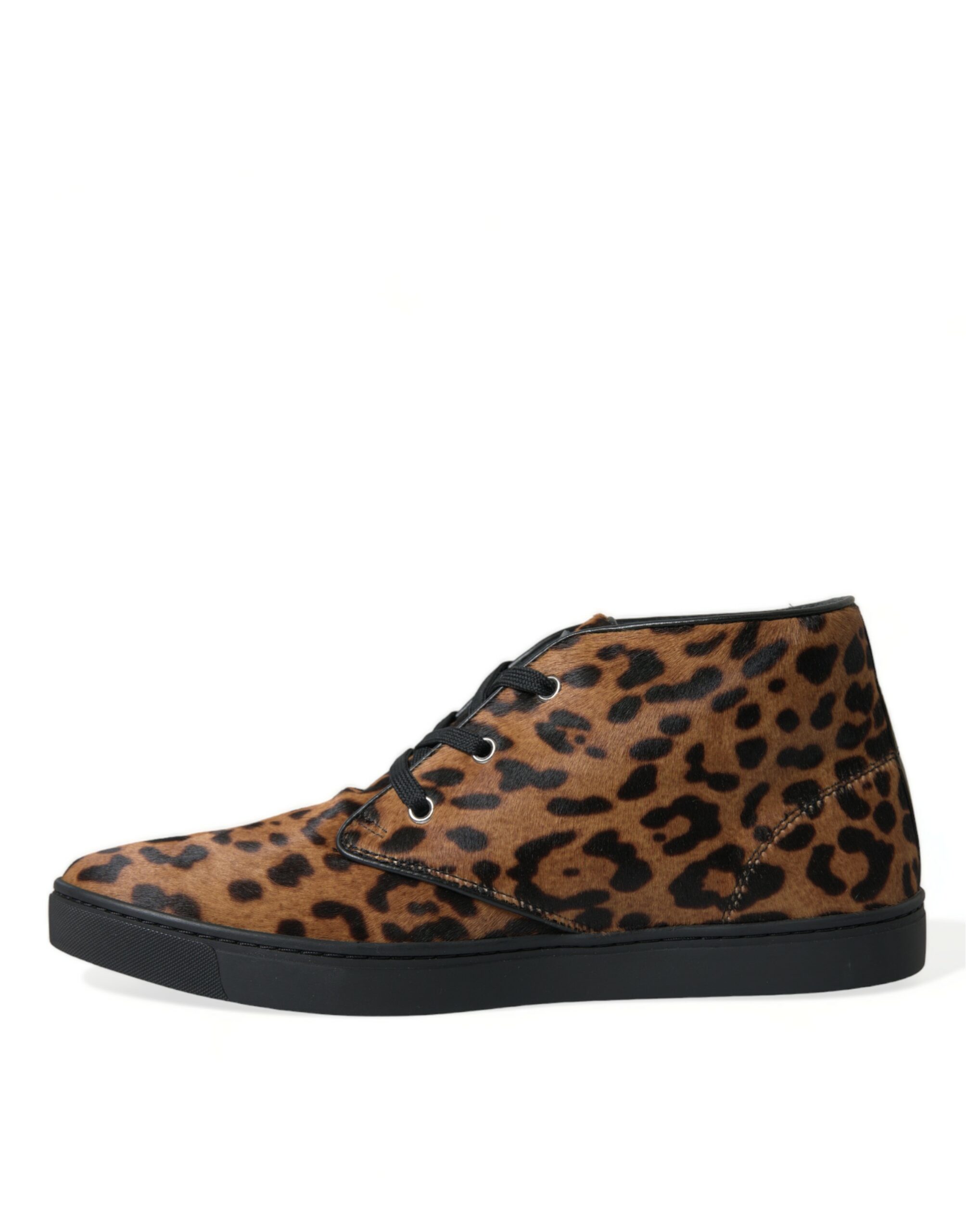 Brown Leopard Leather Sneakers designed by Dolce&Gabbana - Image 5