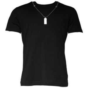 Black Soft Cotton Necklace Embellished T-Shirt by Dolce&Gabbana