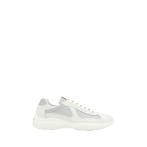 Trendy White Leather Low Top Sneakers designed by Prada