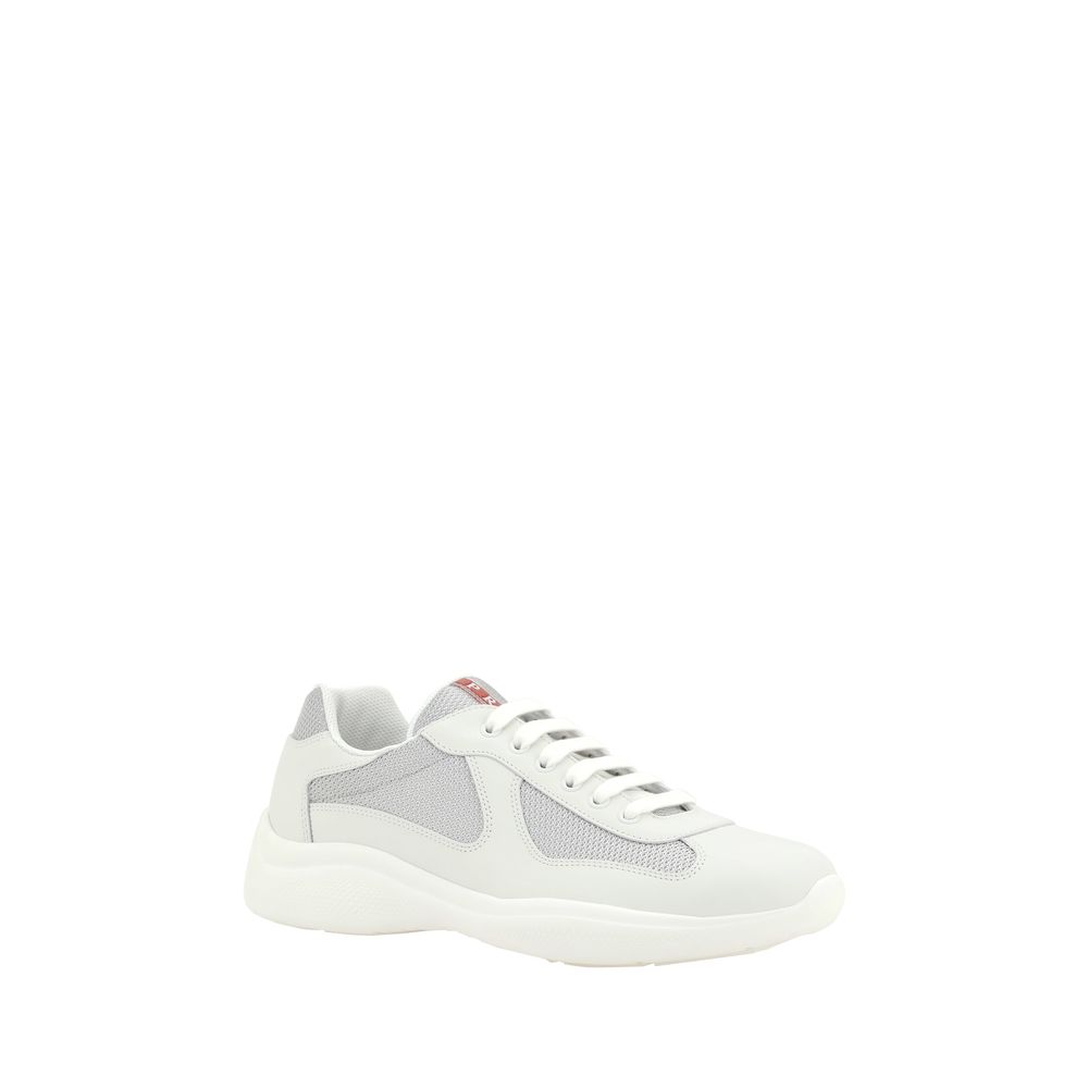 Trendy White Leather Low Top Sneakers designed by Prada - Image 2