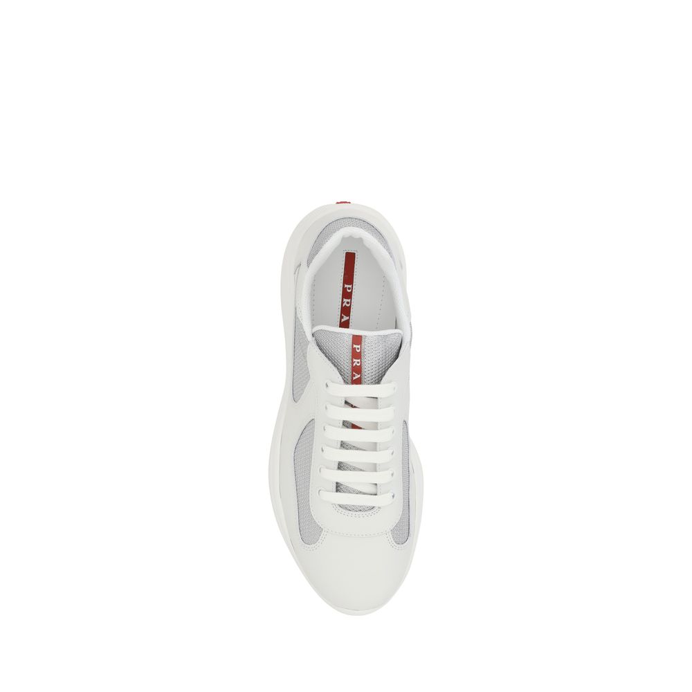 Trendy White Leather Low Top Sneakers designed by Prada - Image 4