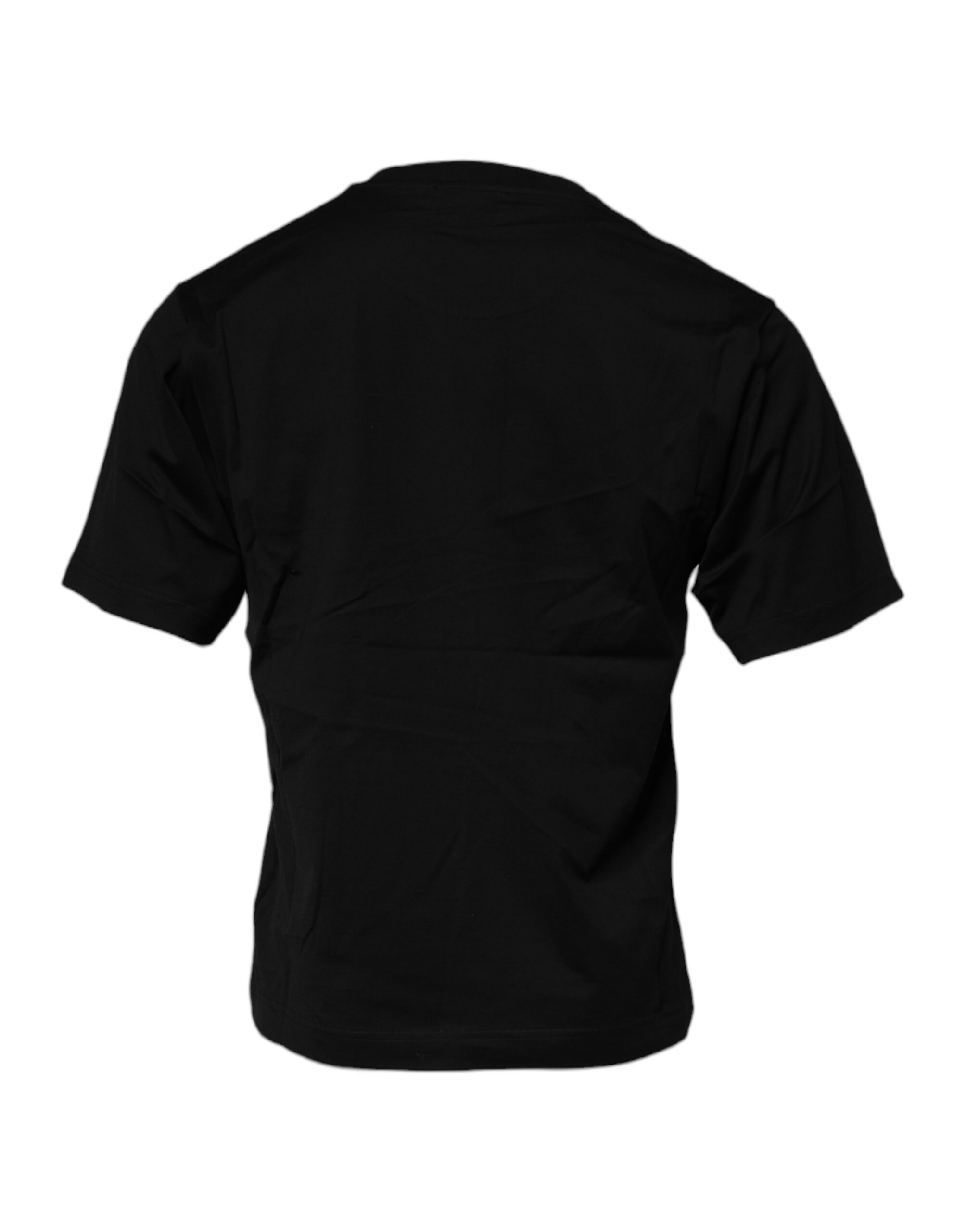 Chic Black Logo Patch Cotton T-Shirt designed by Dolce&Gabbana - Image 4