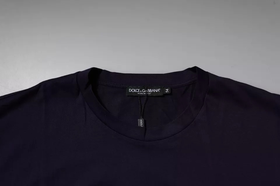 Navy Blue DG Logo Cotton T-Shirt designed by Dolce&Gabbana - Image 6