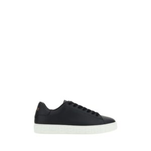 Black Calfskin Low Top Sneakers designed by Versace