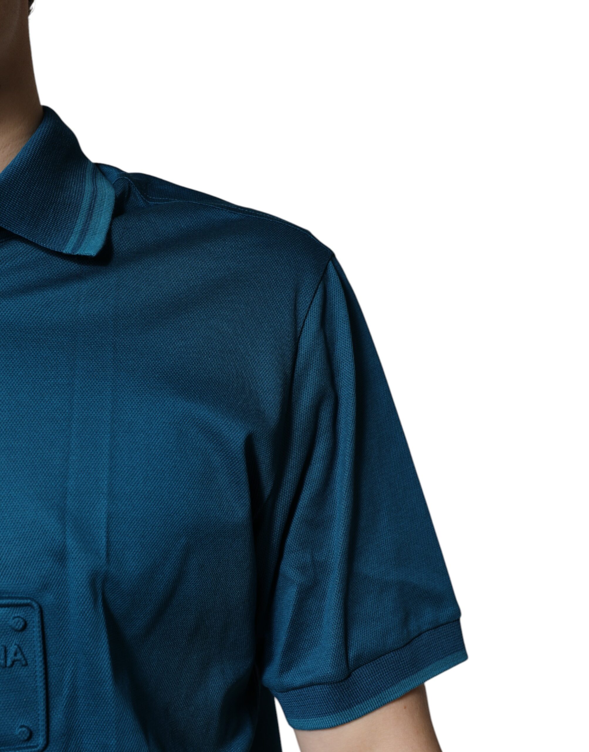 Stylish Blue Logo Mens Polo T-Shirt by Dolce and Gabbana - Image 5