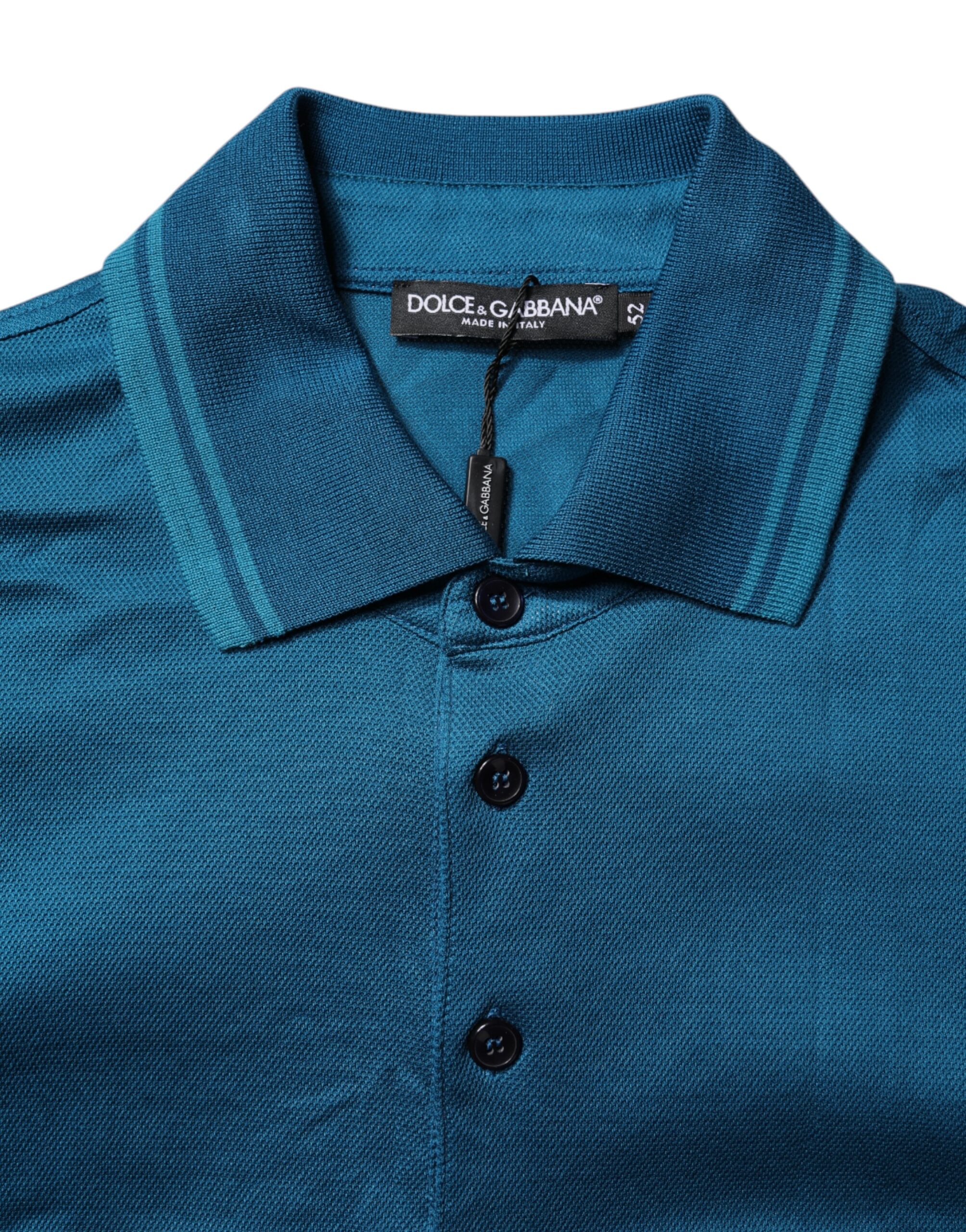 Stylish Blue Logo Mens Polo T-Shirt by Dolce and Gabbana - Image 6