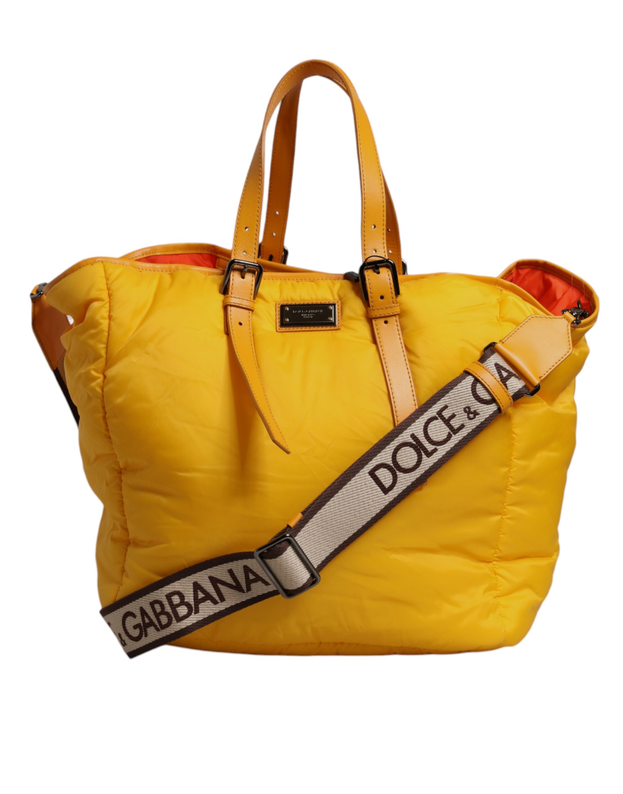 Yellow Nylon Logo Shoulder Duffle designed by Dolce&Gabbana