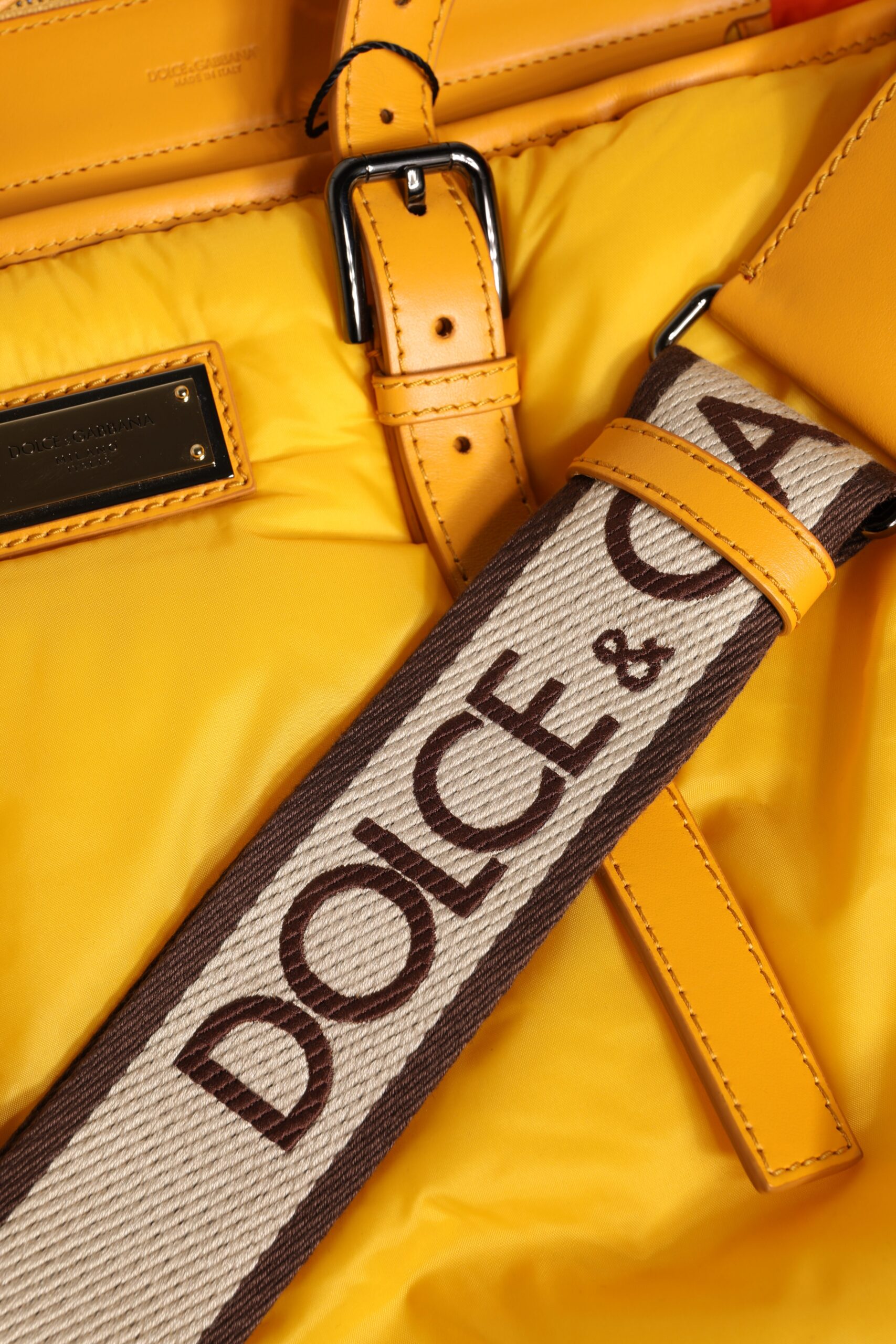 Yellow Nylon Logo Shoulder Duffle designed by Dolce&Gabbana - Image 8
