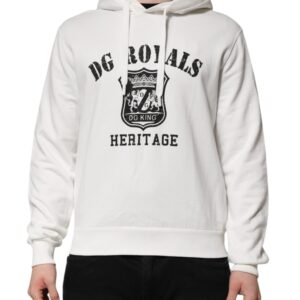 White Cotton DG Royal Print Hoodie designed by Dolce&Gabbana