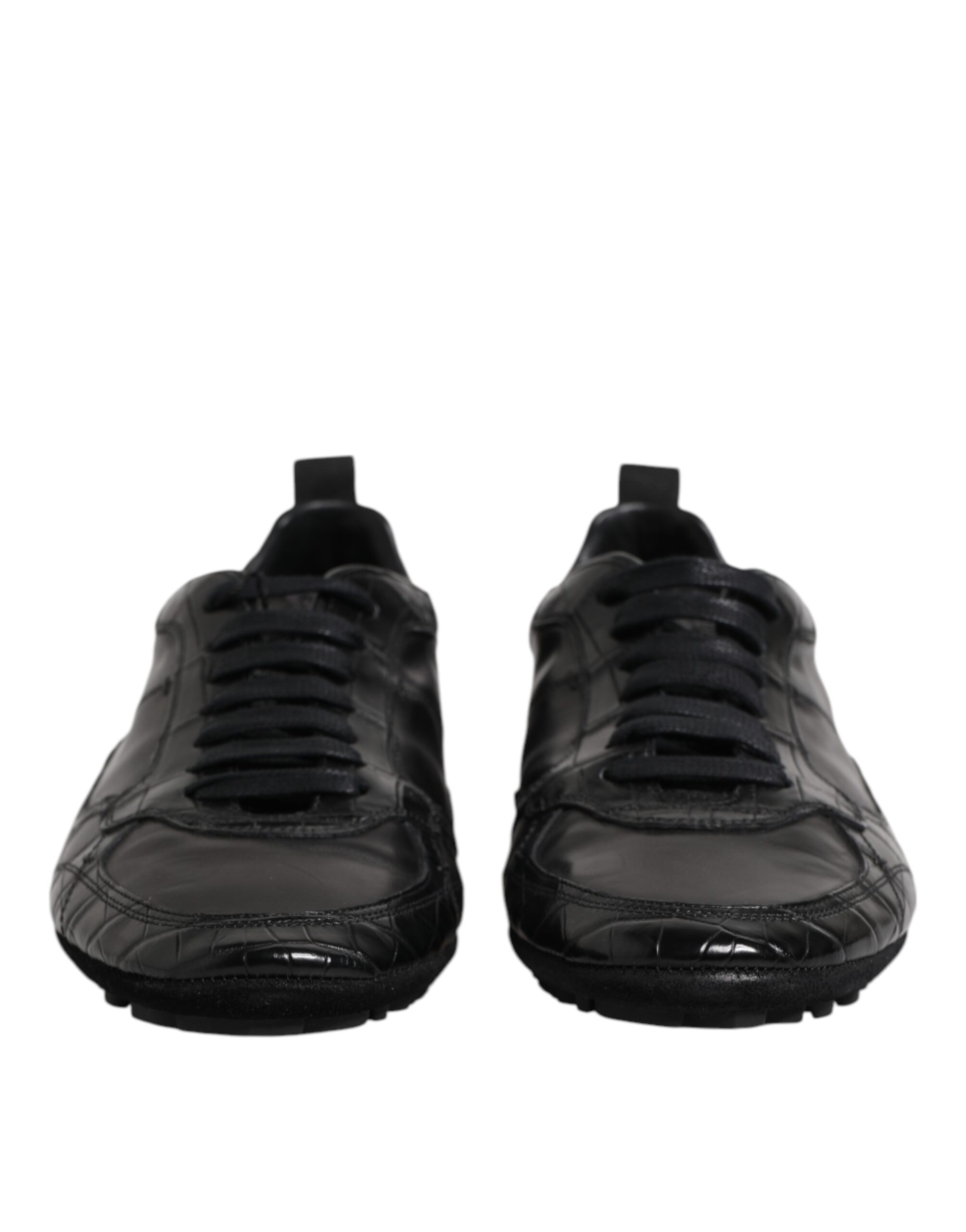 Black Exotic Leather Low Top Sneakers by Dolce&Gabbana - Image 2