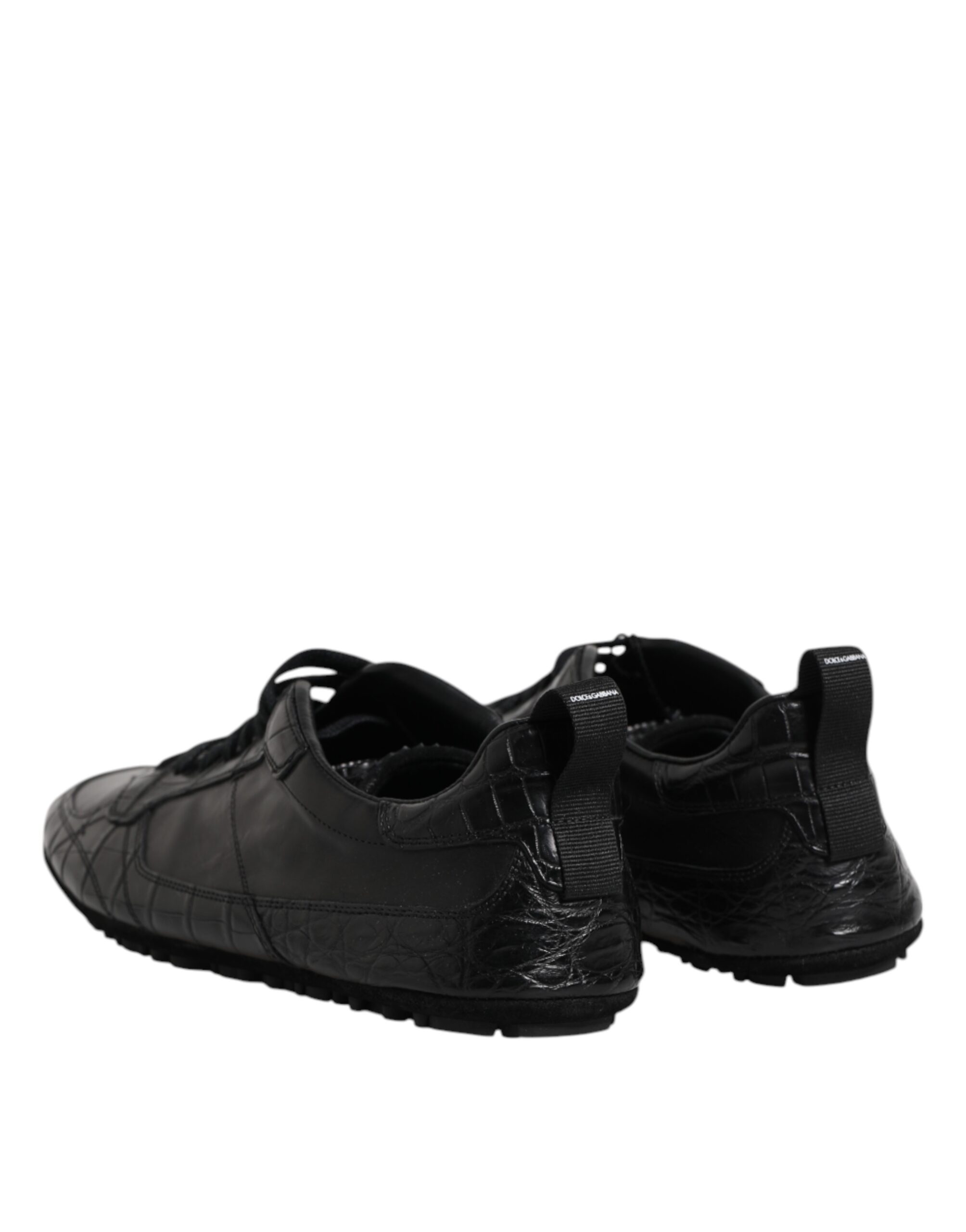 Black Exotic Leather Low Top Sneakers by Dolce&Gabbana - Image 5