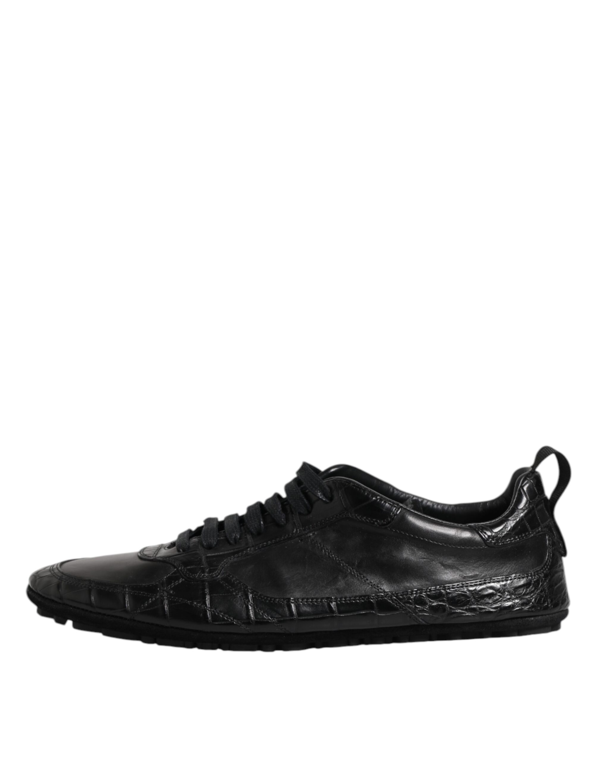Black Exotic Leather Low Top Sneakers by Dolce&Gabbana - Image 6