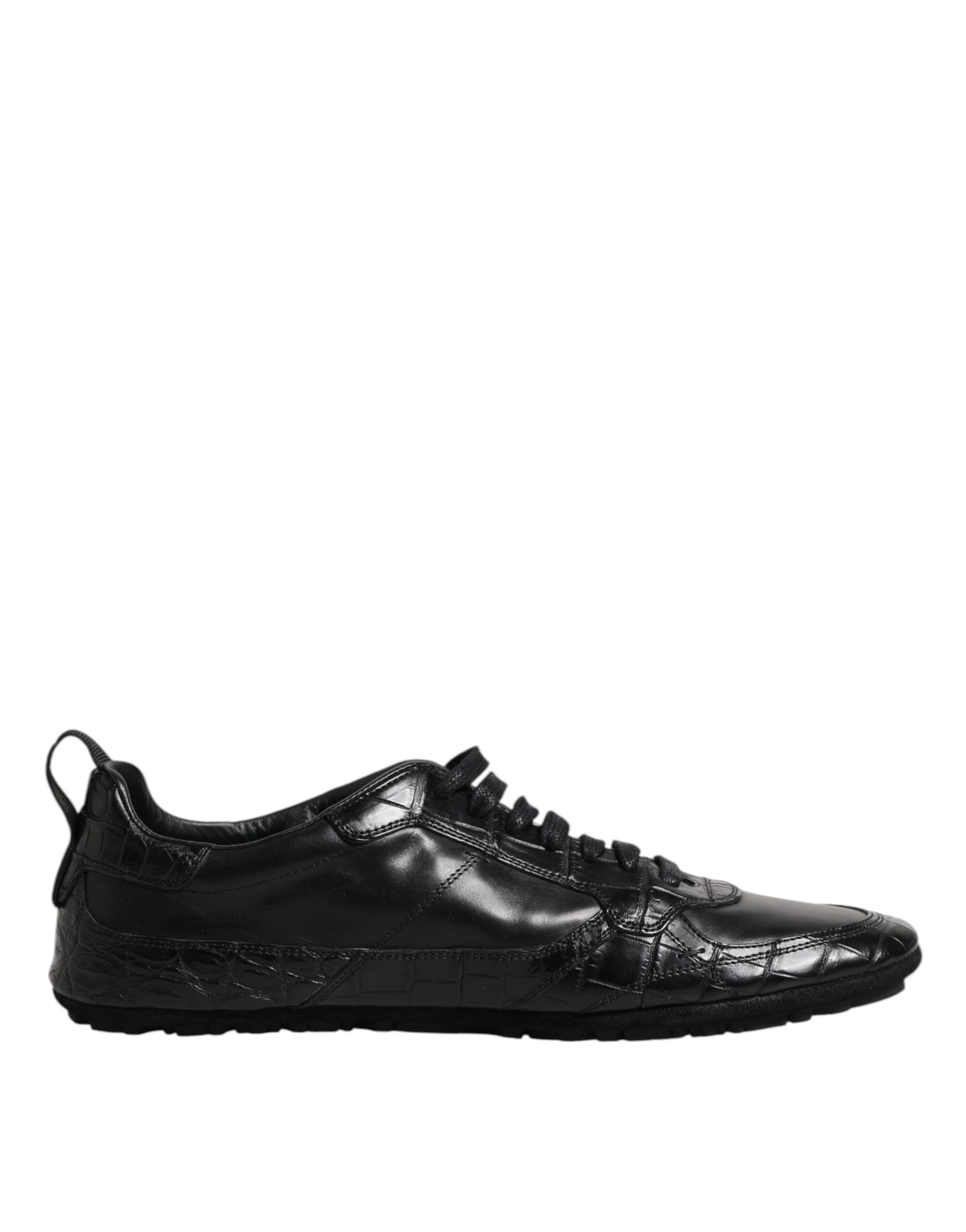 Black Exotic Leather Low Top Sneakers by Dolce&Gabbana - Image 7