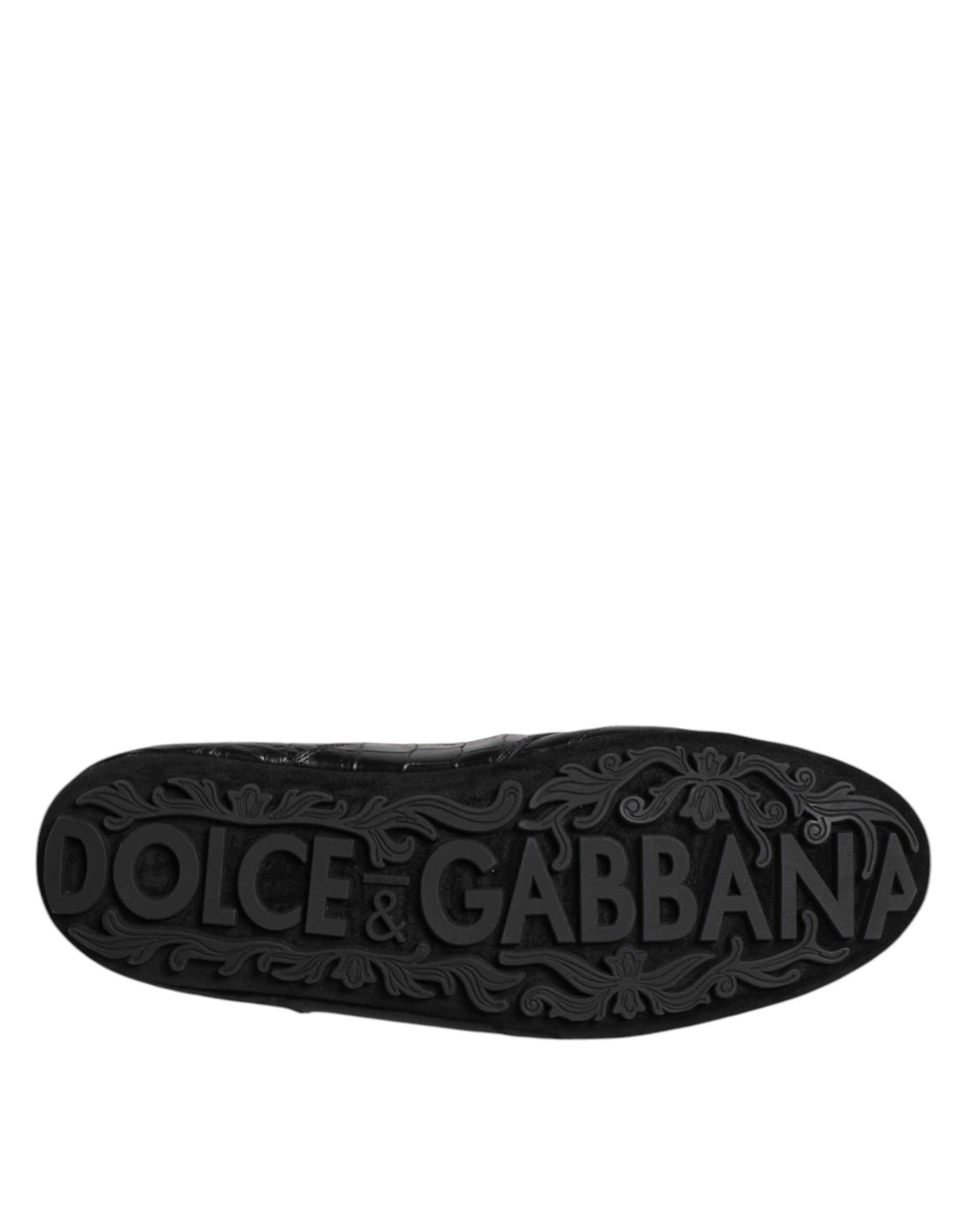 Black Exotic Leather Low Top Sneakers by Dolce&Gabbana - Image 8