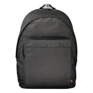 Casual Nero Black Men Backpack designeed by Tommy Hilfiger