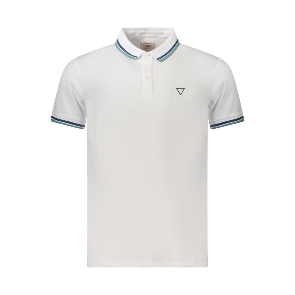 Smart White Cotton Mens Polo T-Shirt designed by Guess