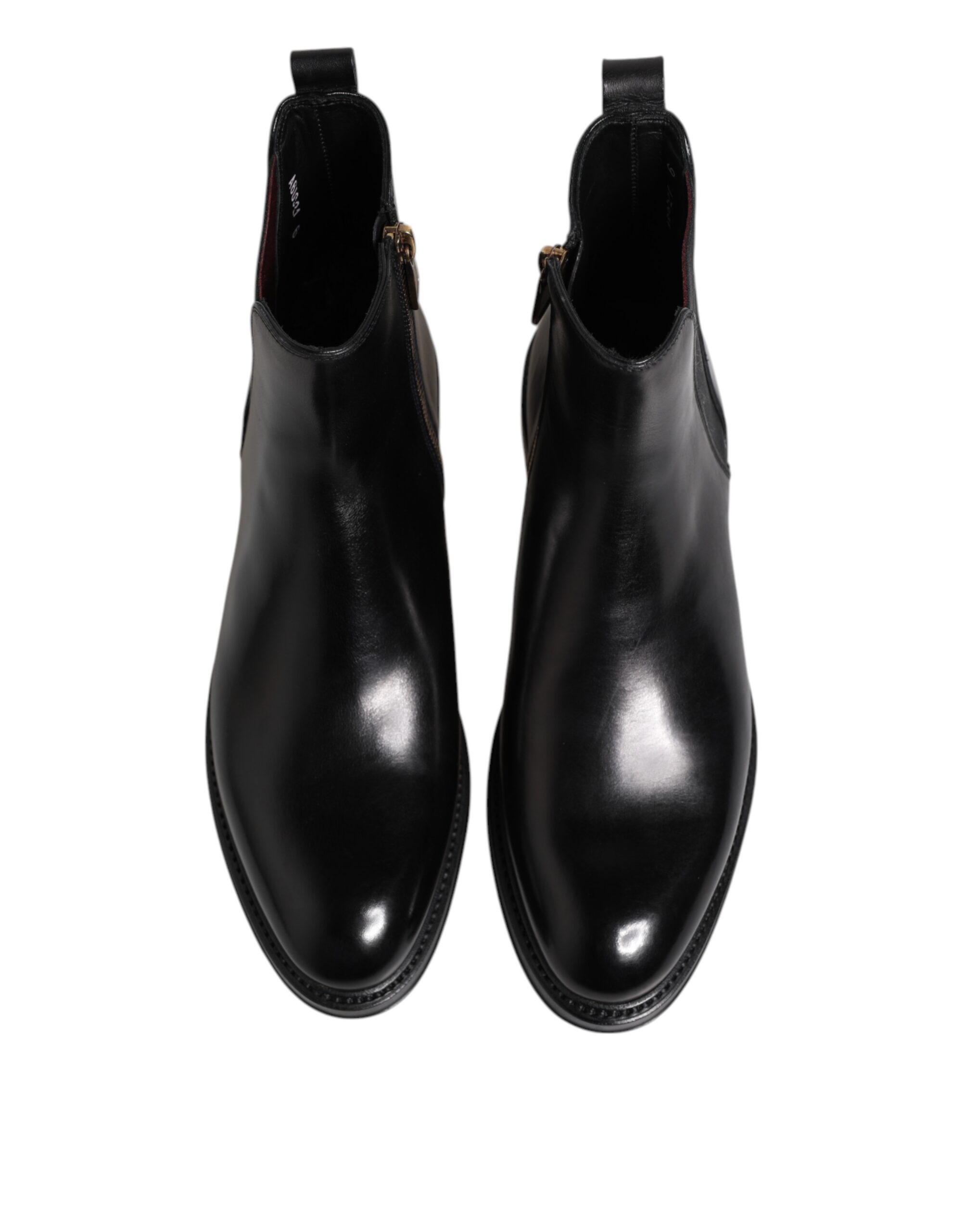Stylish Black Chelsea Leather Mid Calf Boots by Dolce&Gabbana - Image 3