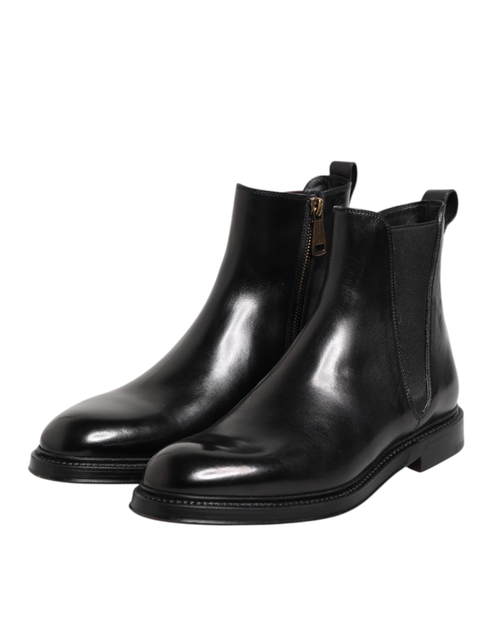 Stylish Black Chelsea Leather Mid Calf Boots by Dolce&Gabbana - Image 4