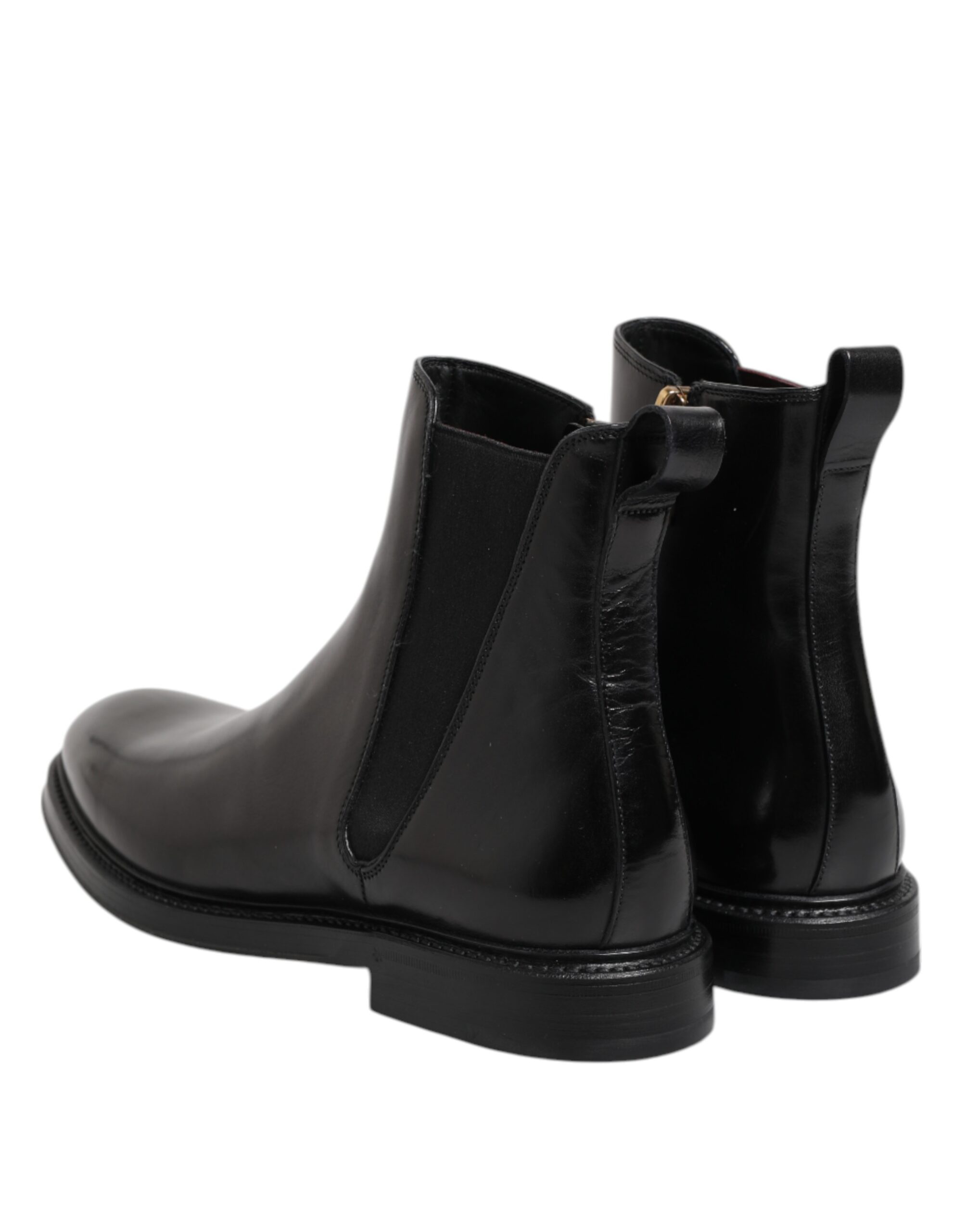 Stylish Black Chelsea Leather Mid Calf Boots by Dolce&Gabbana - Image 5