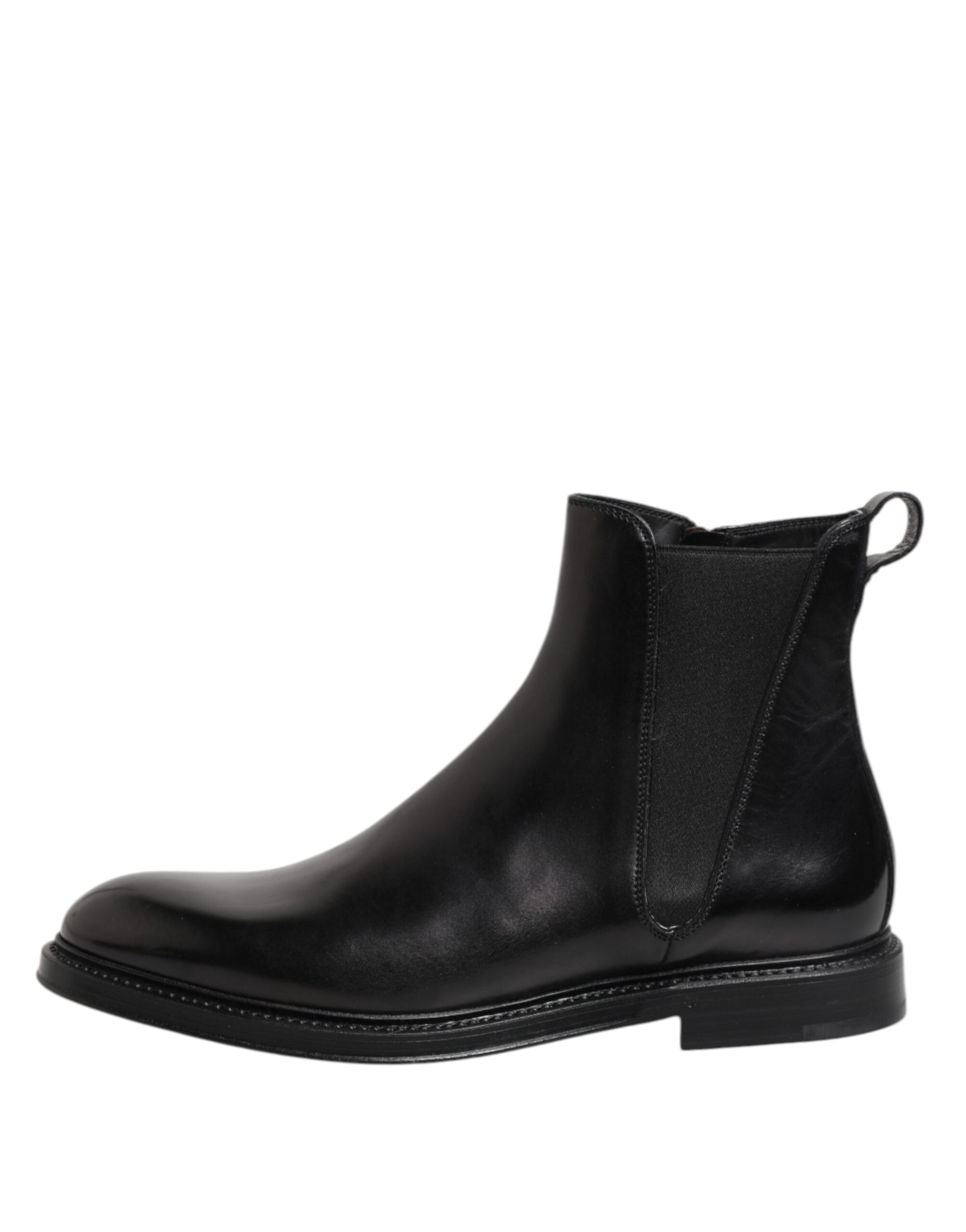 Stylish Black Chelsea Leather Mid Calf Boots by Dolce&Gabbana - Image 6