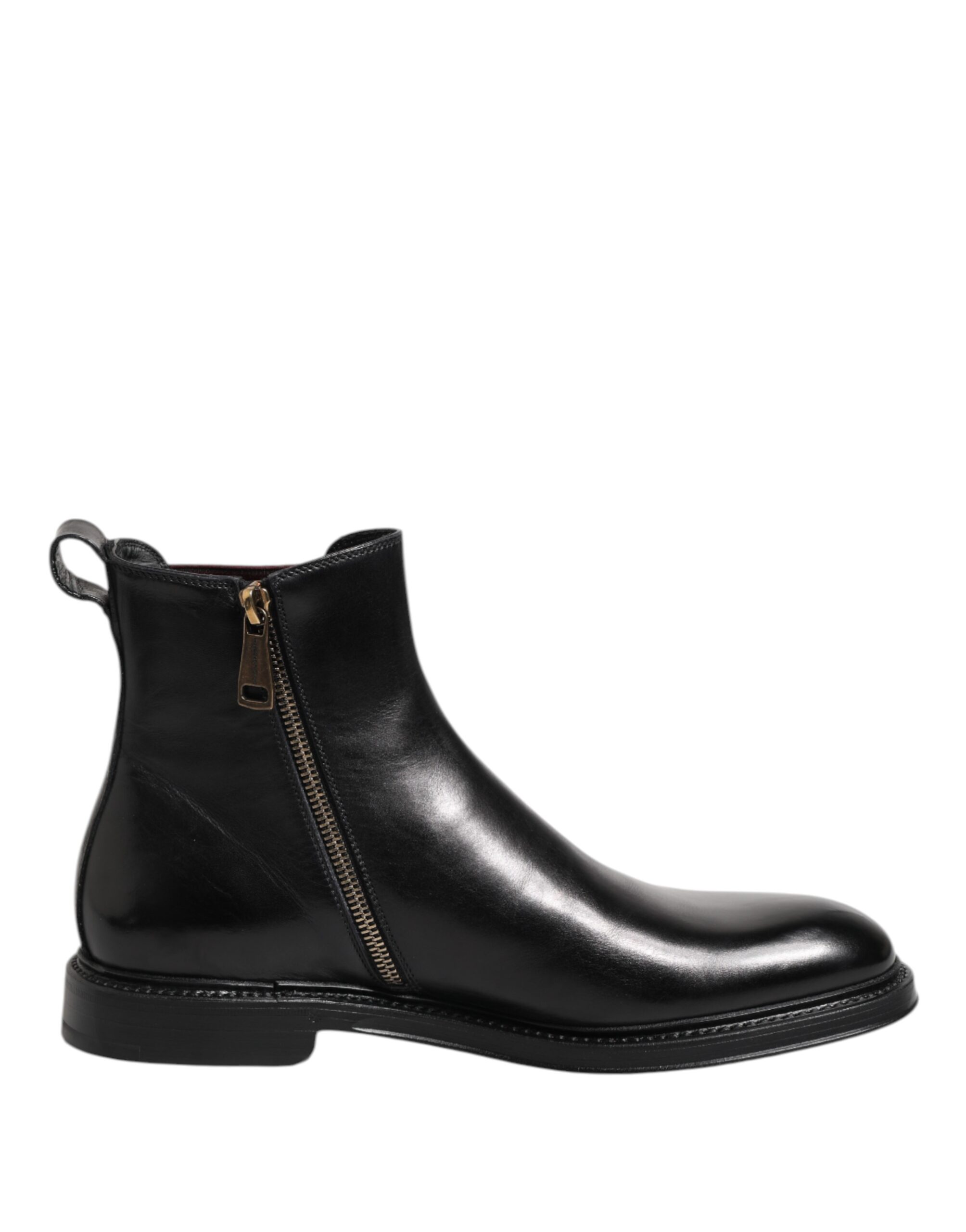 Stylish Black Chelsea Leather Mid Calf Boots by Dolce&Gabbana - Image 7