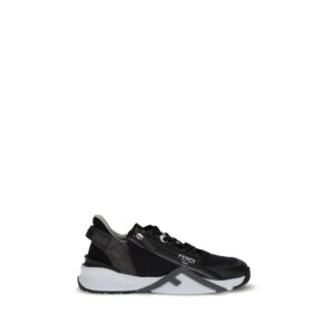 Elegant Gray Leather FF Athletic Sneakers designed by Fendi