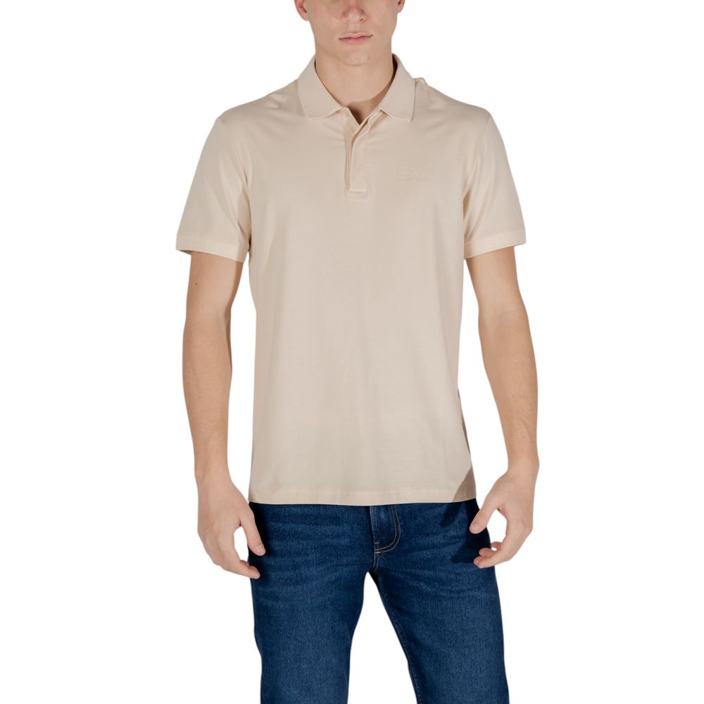Trendy Beige Cotton Polo Shirt designed by Emporio Armani