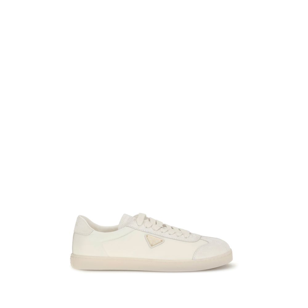 Stylish Cream Low Top Sneakers designed by Prada