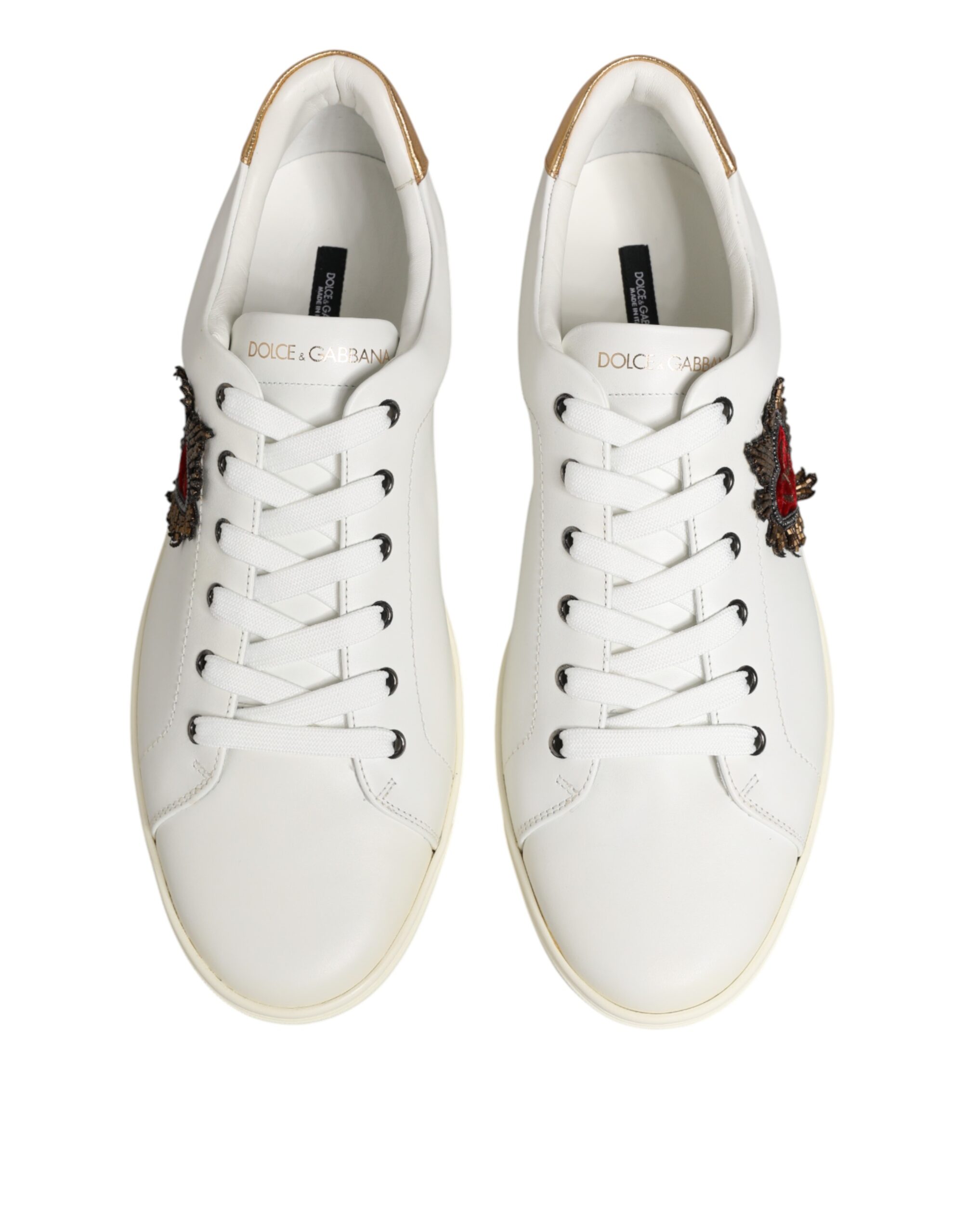 White Heart Embellished Sneakers designed by Dolce&Gabbana - Image 4