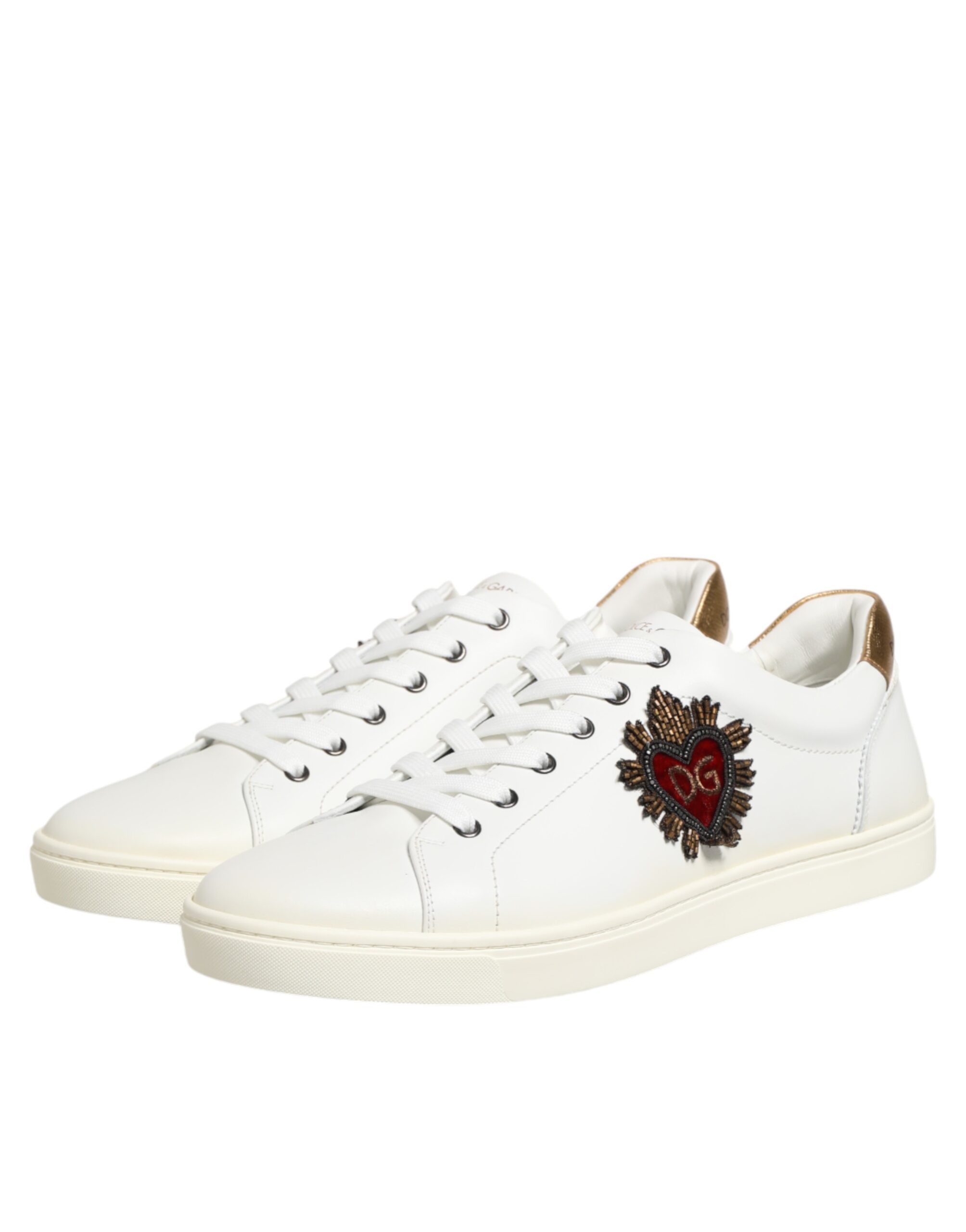 White Heart Embellished Sneakers designed by Dolce&Gabbana - Image 5