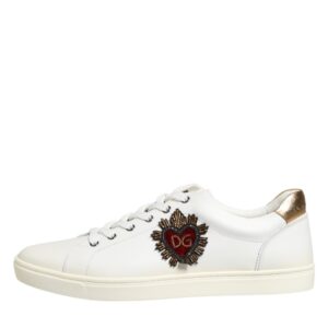 White Heart Embellished Sneakers designed by Dolce&Gabbana